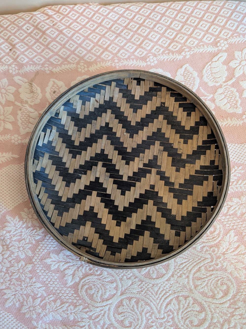 Hobby Lobby Black and Natural Zigzag Woven Wall Tray